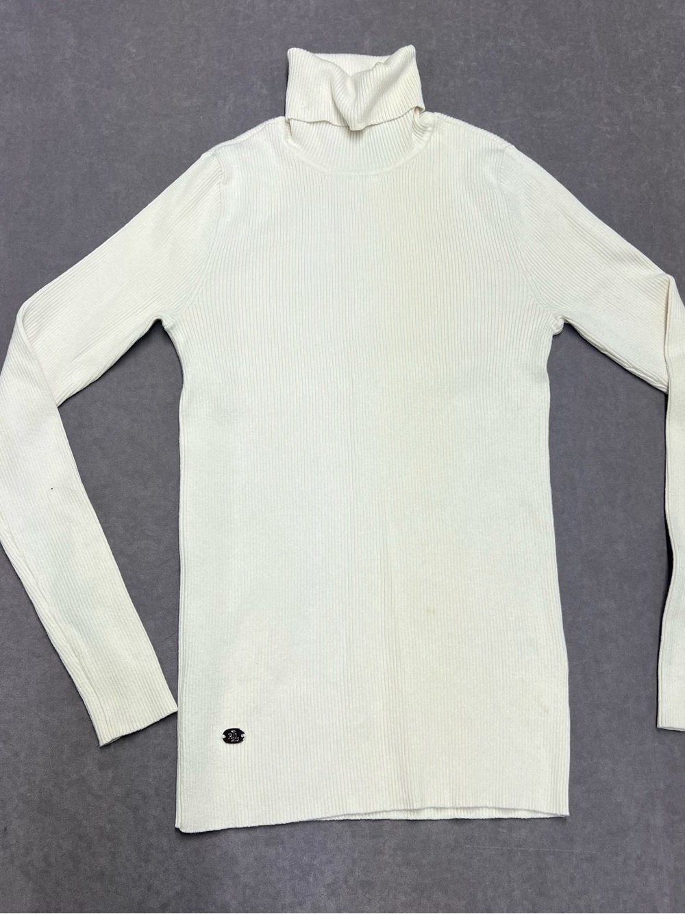 Ralph Lauren Cream Ribbed Turtleneck Sweater for Men